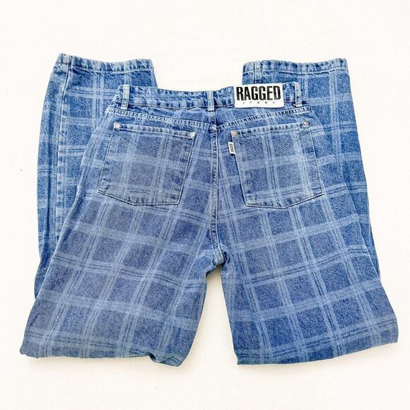 Ragged Plaid Patterned Denim Jeans RJSS21010010DN SIZE 28 - Picture 10 of 11
